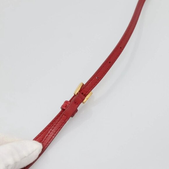 PRADA Shoulder Bag Nylon Red Gold Auth 136649 - Picture 9 of 16